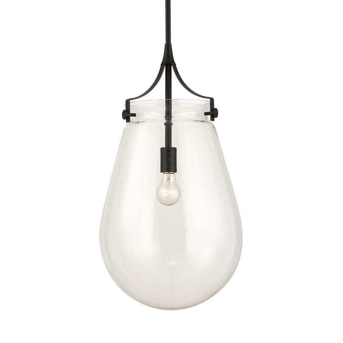 Dewdrop - 1 Light Glass Shade Pendant - Black