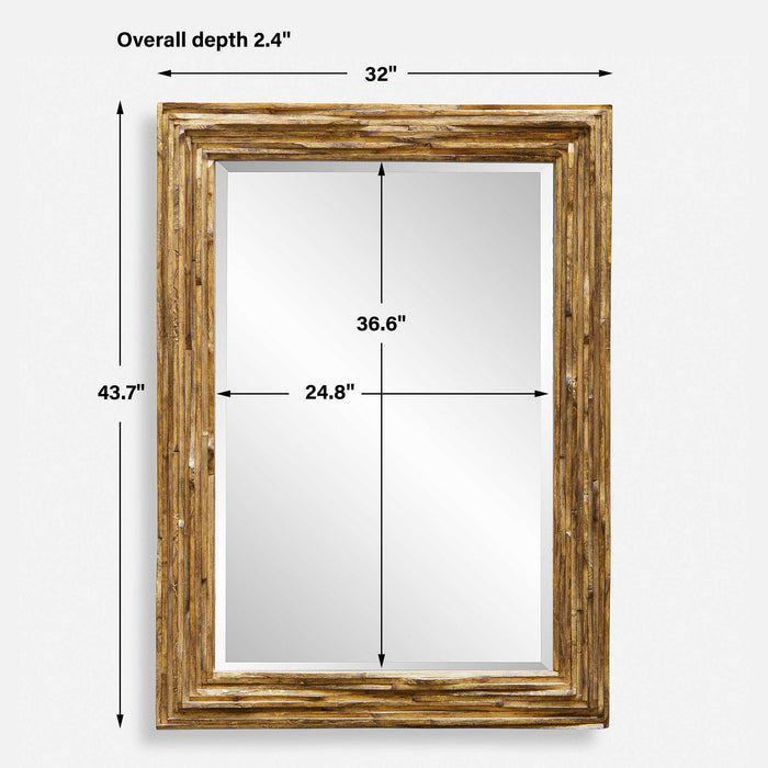Overlap - Teak Wood Mirror - Light Brown