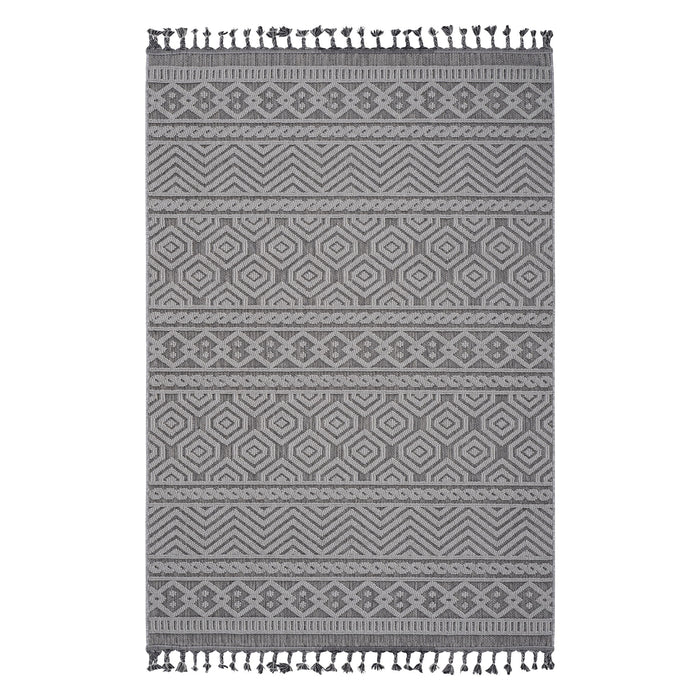 Guros - 8' X 10' Geometric Indoor / Outdoor Area Rug - Gray / White