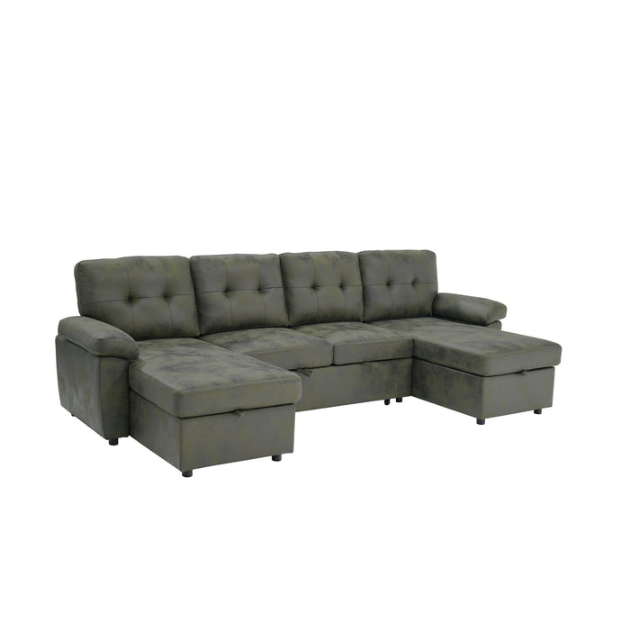 Convertible Sectional Sofa Bed With Pull Out Sleeper And Storage