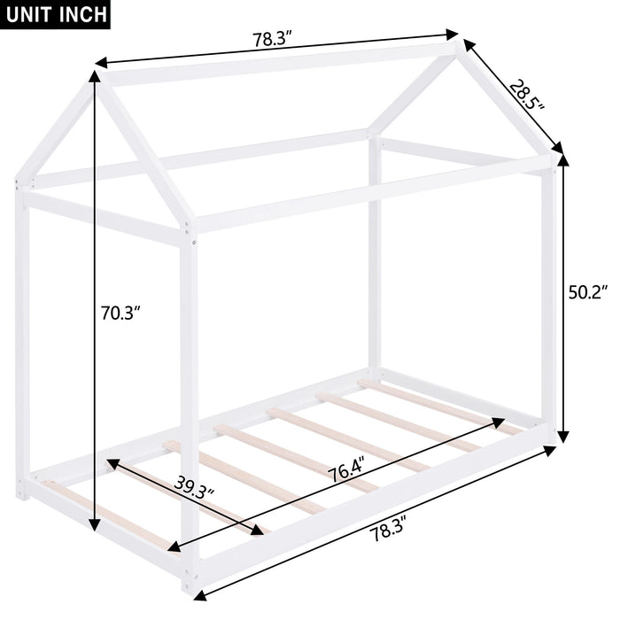 Wooden House Shaped Bed