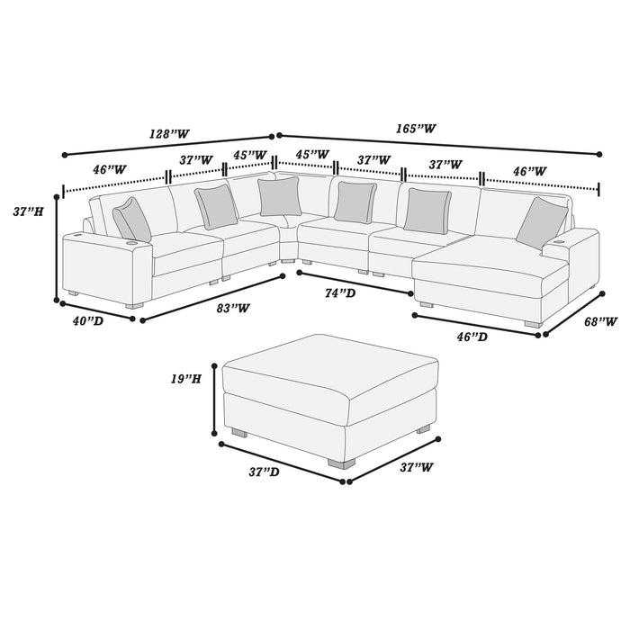 Contemporary Style Modular Sectional Sofa Set With USB, Cup Holder