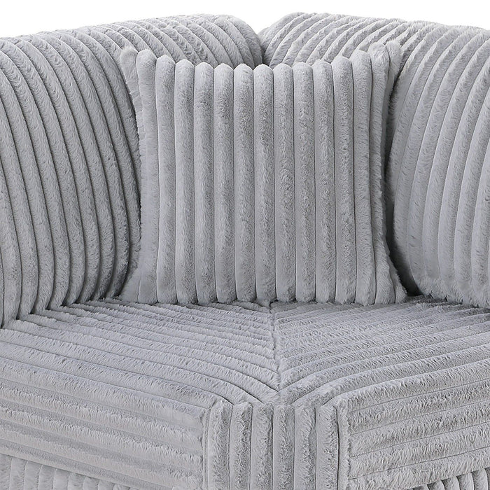 Corner Wedge Chair With Pillow, Living Room Furniture, Soft Upholstered Modular Seating - Gray / Mink