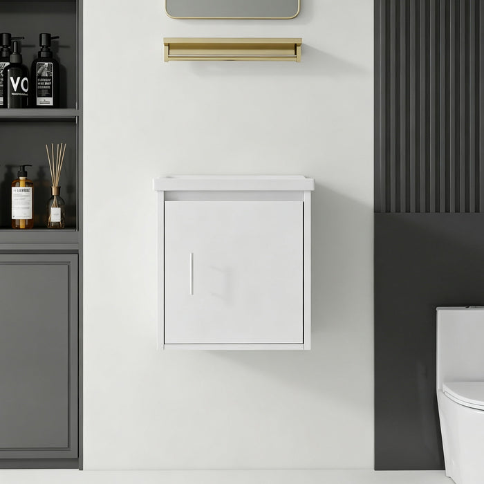 20" Floating Bathroom Vanity Combo With Wall Cabinet, Ceramic Sink & Soft Close Doors - White