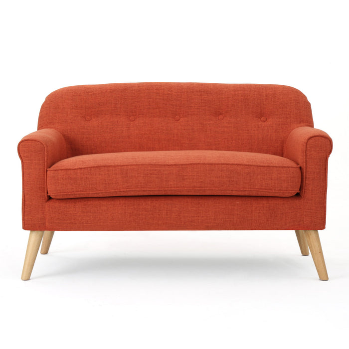 Classic Loveseat With Rolled Armrests And Button Tufting