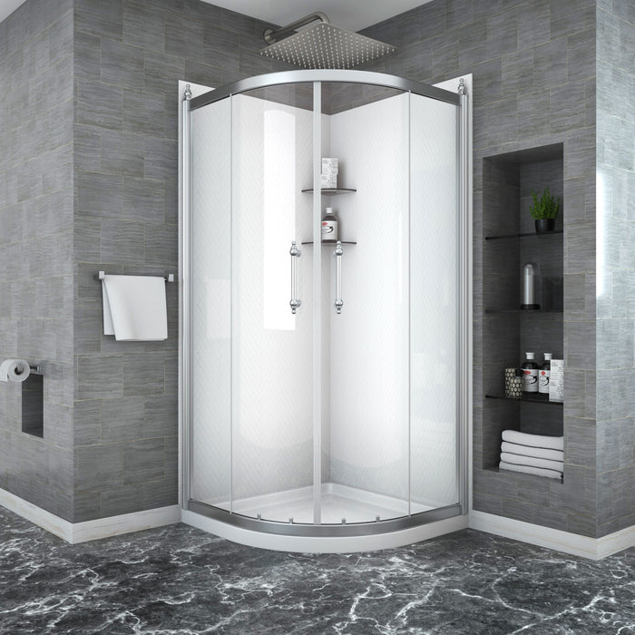 Framed Tub Shower Enclosure With Clear Tempered Glass