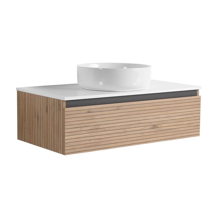 Wall Mounted Bathroom Vanity With Art Sink & 1 Soft Close Drawer