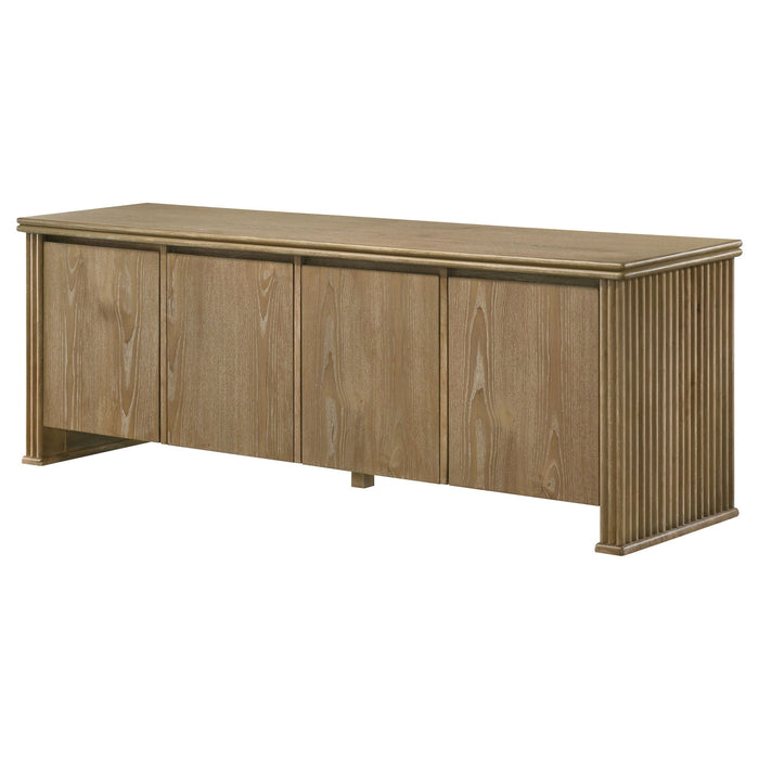 Dreydon - 4 Door TV Stand With Adjustable Shelves And Cable Management - Light Brown