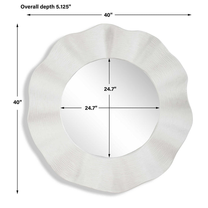 Wave Length - Round Mirror - White