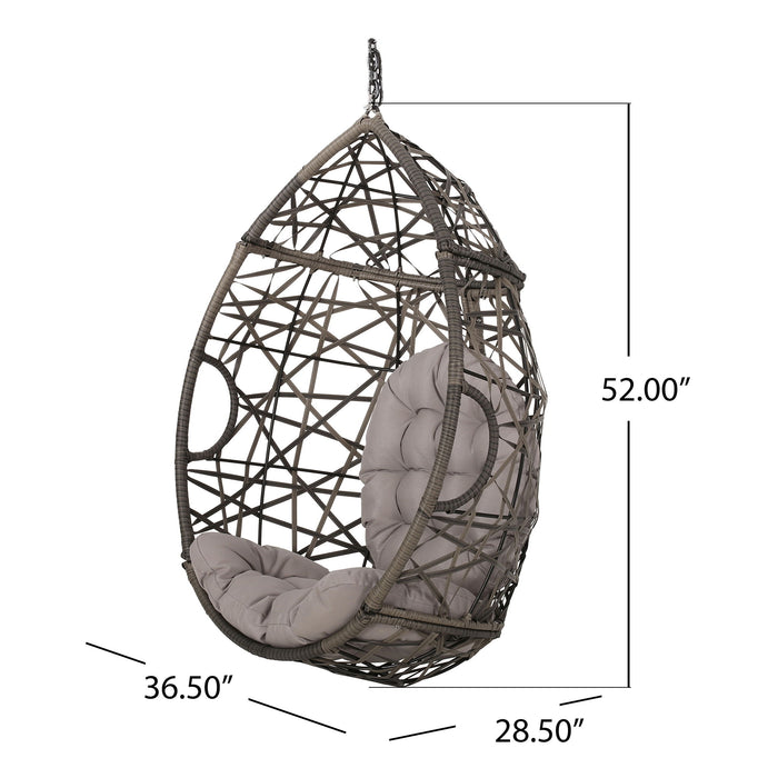 Marlin Hanging Egg Chair Basket With Teardrop Design - Gray
