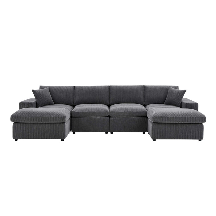 Upholstered Symmetrical Modular Sectional With 6 Seating