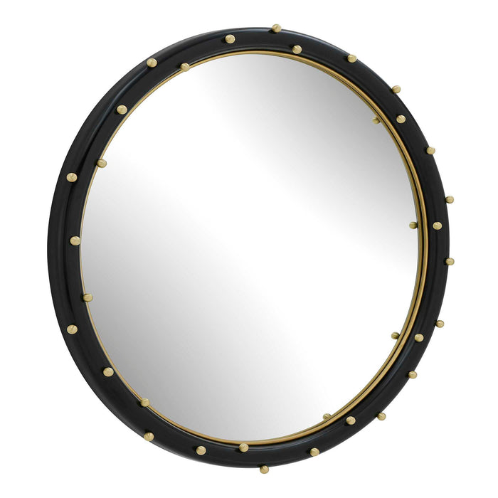 Helia - Round Mirror - Black / Brass