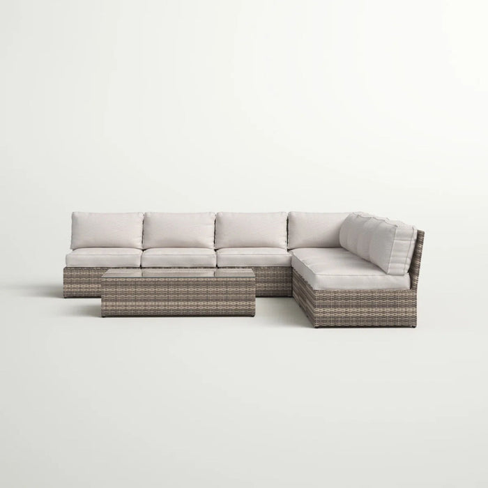 Comfortable Modern Patio Rattan Sectional Set With Cushions