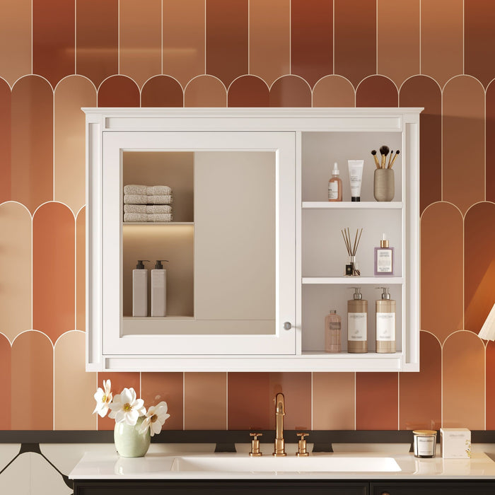 Modern Wall-Mounted Medicine Cabinet With Mirror, Adjustable Shelf