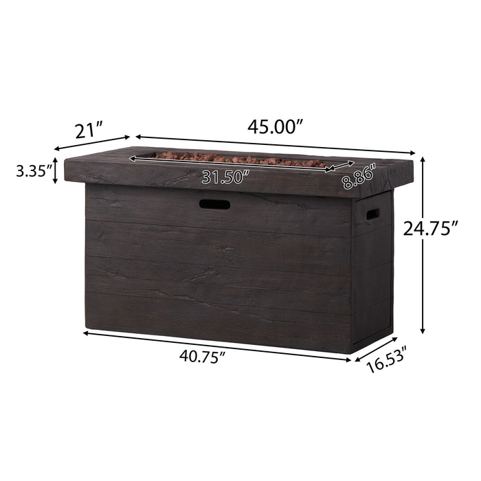 Custer - Rectangular Fire Pit 50, 000 Btu Magnesium Oxide - Brown
