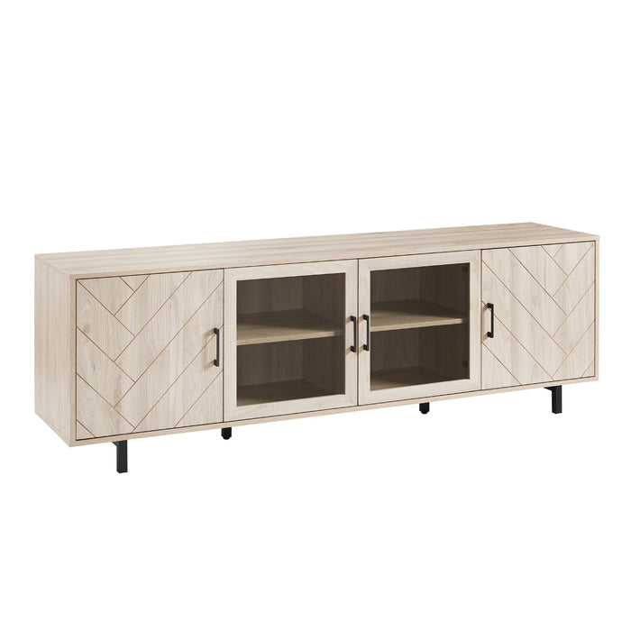 Modern Scandinavian 4 Door Herringbone 70" TV Stand For TVs Up To 80"