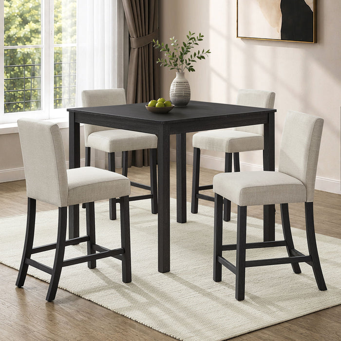 5 Piece Counter Height Table Set With 4 Chairs