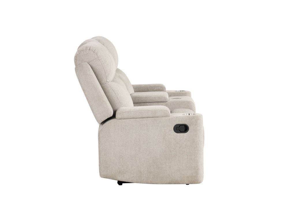 Galya - Motion Loveseat With Console - Light Gray