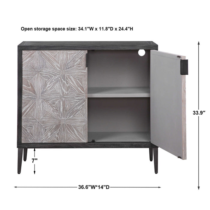Laurentia - 2 Door Accent Cabinet - Black & Pearl Silver