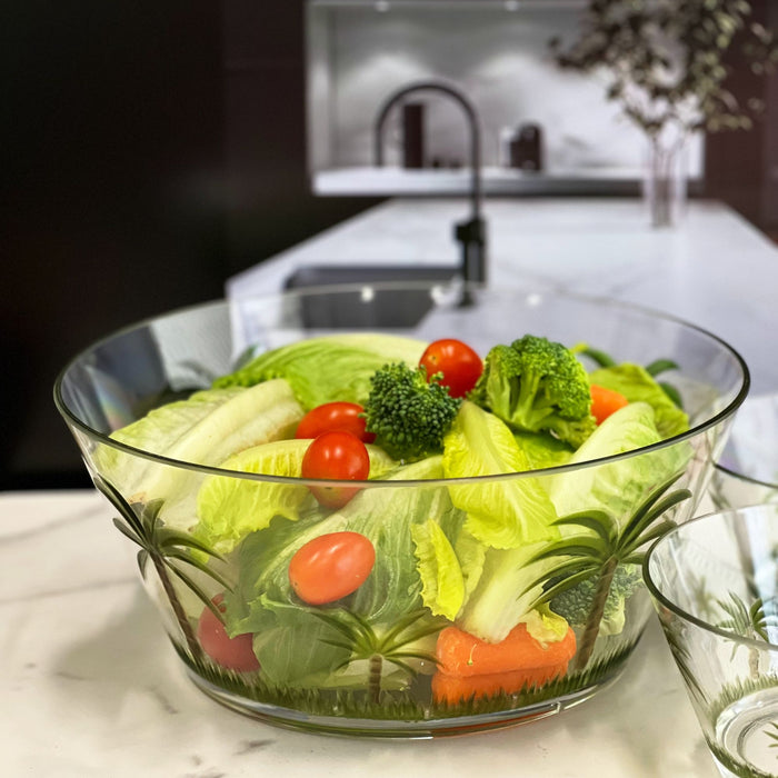 Palm Tree Acrylic Serving Bowls, Unbreakable Large Plastic Bowls