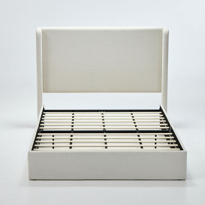 Carmen - Minimalist Upholstered Wingback Bed Frame With High Headboard