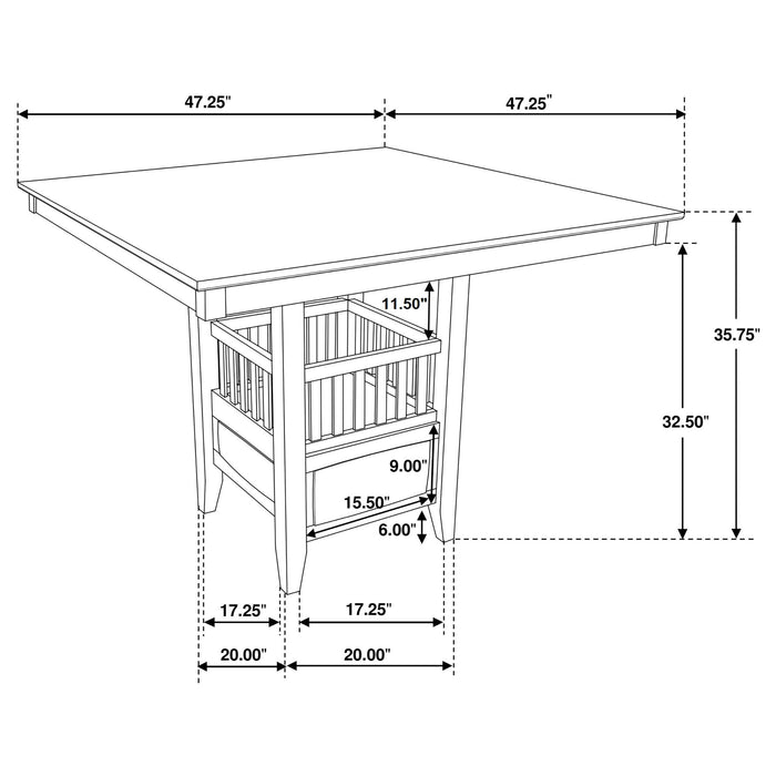 Finley - Square Counter Table With Storage Pedestal Dining Table - Espresso