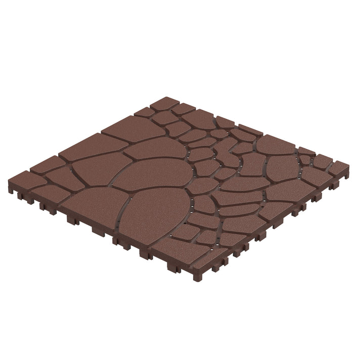 Stone Texture Patio Deck Tiles, 44 Pieces