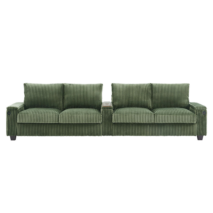 Modern 4 Seater Corduroy Sofa Couch With USB Ports And Hidden Storage