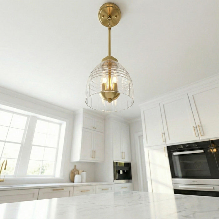 Ember - 3 Candle Lights Chain Pendant - Clear / Gold