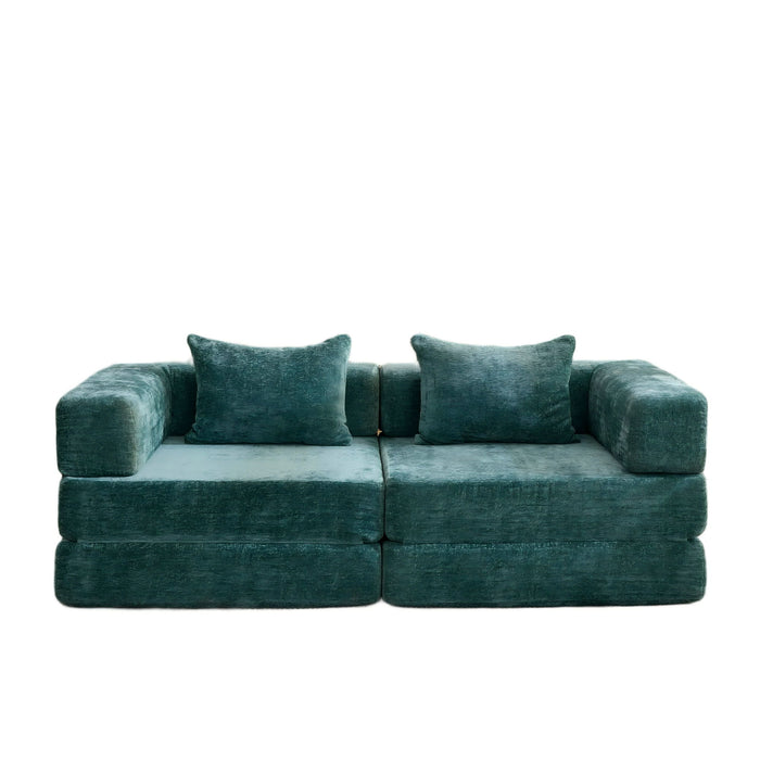 Convertible Floor Sofa Bed With Pillow Back Support Armrest