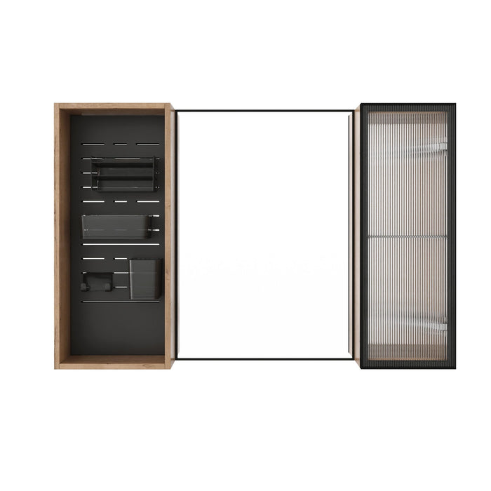 41.6" Wall Mounted Bathroom Cabinet With Adjustable Shelves Storage Cabinet - Imitative Oak