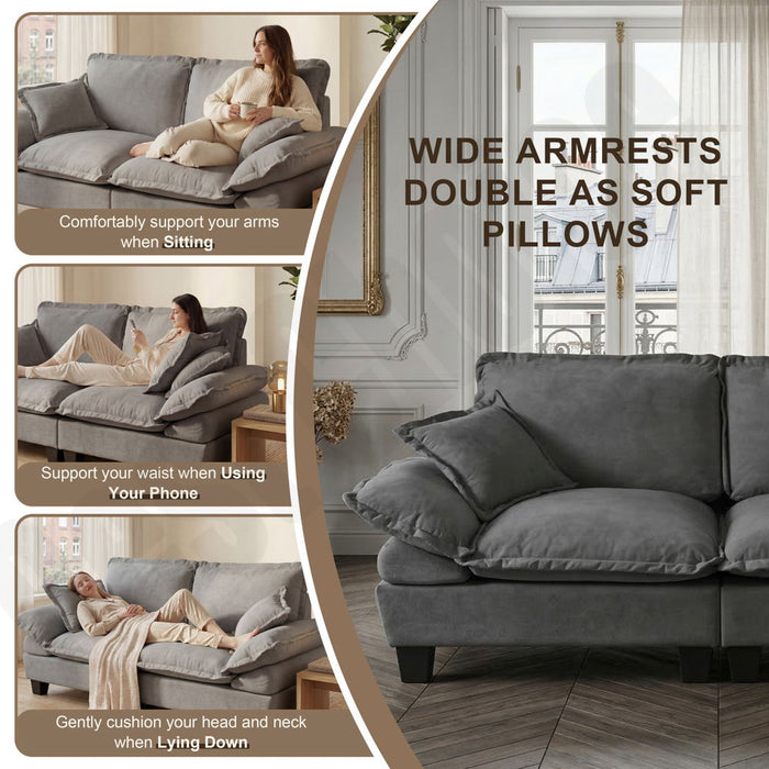 Modular Cloud Couch Sofa With Cup Holders & Storage, USB Port