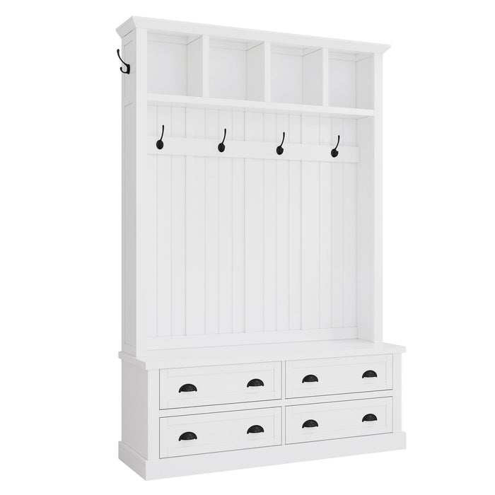 Hall Tree With 4 Drawers, Coat Rack With 6 Hooks