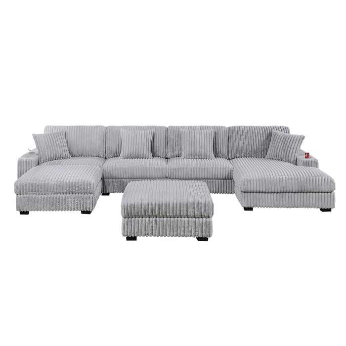 Contemporary Style Modular Sectional Sofa Set With USB, Cup Holder