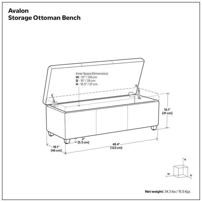 Avalon - Contemporary Storage Ottoman Bench