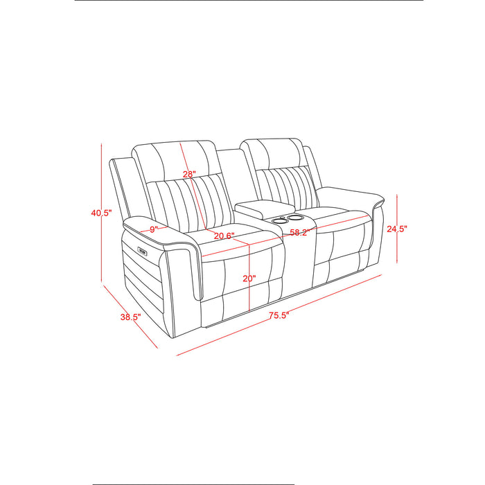 Ian - Power Reclining Sofa With LED Lighting, Surround Sound & Subwoofer - Charcoal