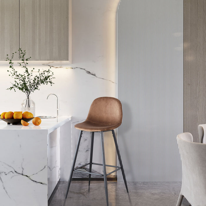 Velvet Barstool With Back (Set of 2)