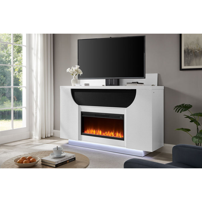 Aurora - Fireplace TV Lift With Adjustable Temperature And LED Colors - White