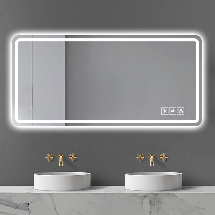 LED Bathroom Mirror, Anti Explosion Glass, Rust Resistant, Anti Fog, Tri Color