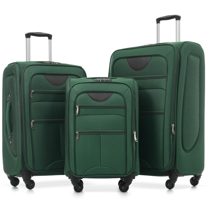 Softside Luggage Expandable 3 Piece Set Upright Spinner Lightweight Suitcase