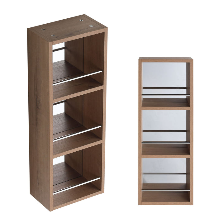 10" Wall Mounted Mirror Cabinet With Storage, Mirror - Imitative Oak