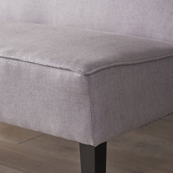 Contemporary Loveseat With Upholstered Fabric And Birch Wood Legs - Light Gray