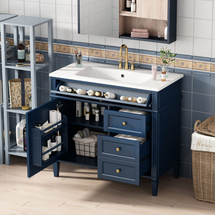 Bathroom Vanity & Top Sink, Modern Bathroom Storage Cabinet With 2 Drawers And A Tip-Out Drawer