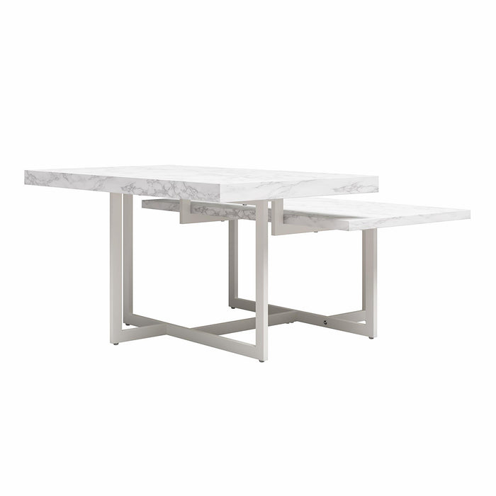 Brielle - Coffee Table, 2 Tiered Design - White Marble