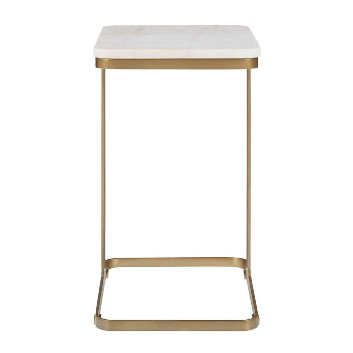 Tylan - Marble Accent Table - Brass / White