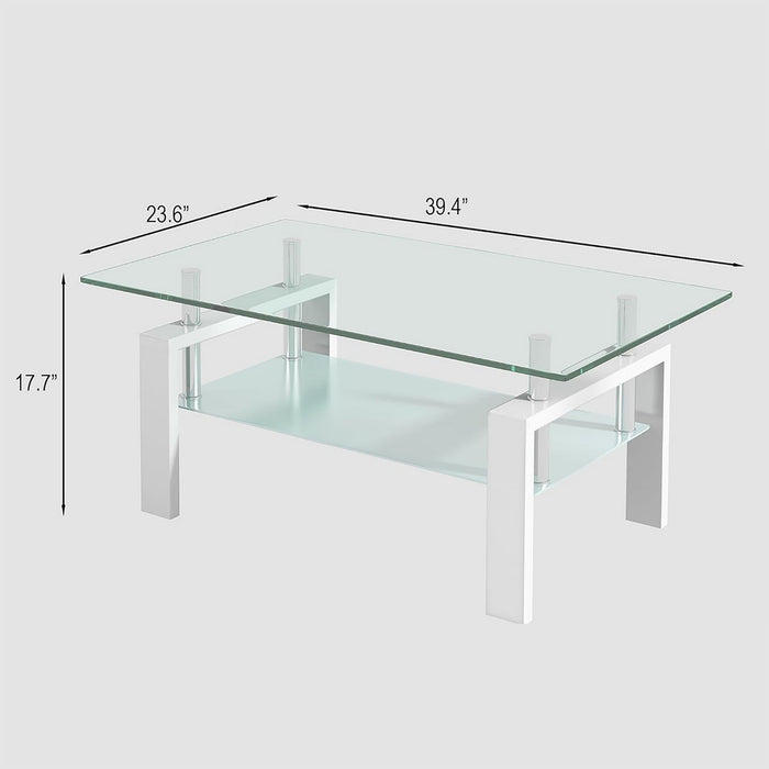 Tempered Glass Table With Storage