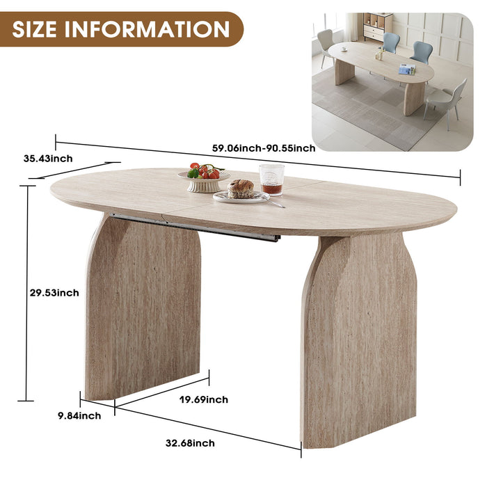 Popea Table Oval Extendable Dining Table With Dual Pillar Design - Off White — Pope ...