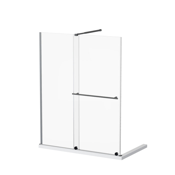 Frameless Shower Door Single Sliding, Adjustable Zinc Roller Rail - Chrome
