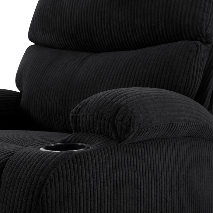 Adjustable Manual Recliner, Ergonomic Lounge Chair With Phone Holder And 2 Cup Holders