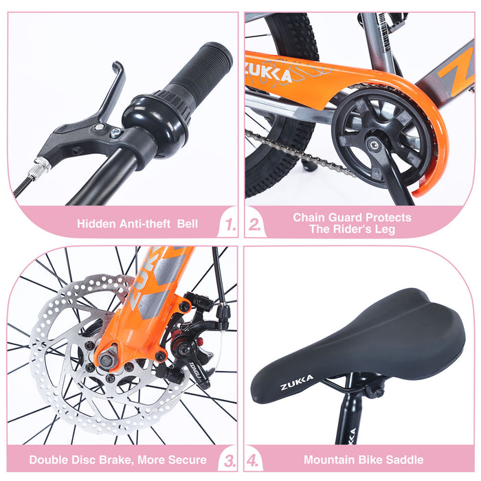 Zukka - 20" Mountain Bike With Adjustable Saddle And Suspension Fork